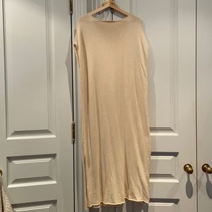 Cream cotton merino blend knit dress